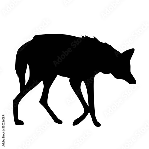 maned wolf form side silhouette, vector isolated on white background