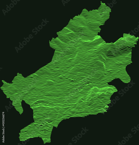 Topographic military radar tactical map of Frankfurt am Main, Germany with emerald green contour lines on dark green background