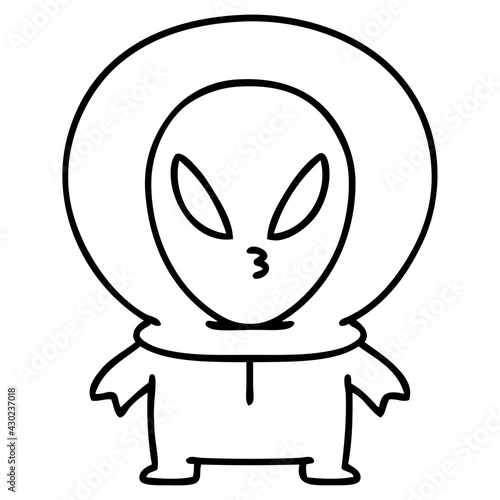 small alien looking thoughtful