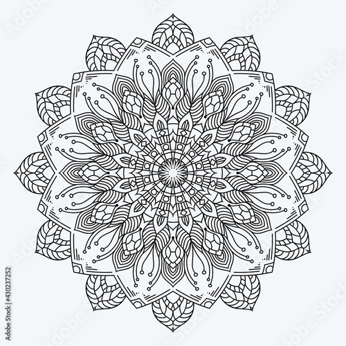 Complex mandala coloring book design for adult and teenager