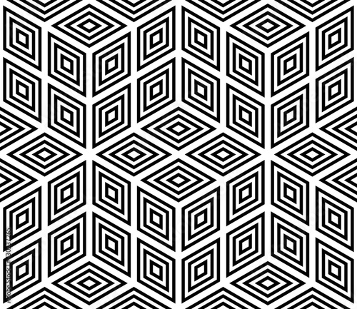 Seamless geometric op art pattern. 3D illusion.