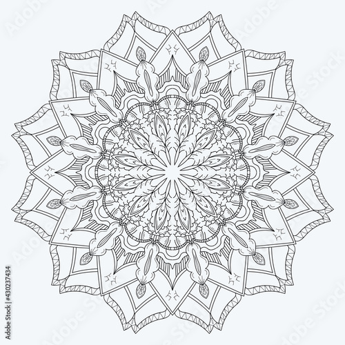 Seemless round mandala coloring book design