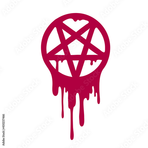 mystical bloody pentagram drips down