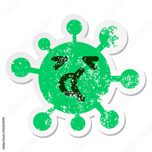 tired talking virus distressed sticker