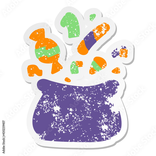 bag of halloween candy grunge sticker