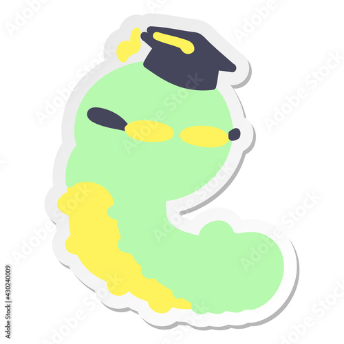 cute cartoon clever caterpillar sticker