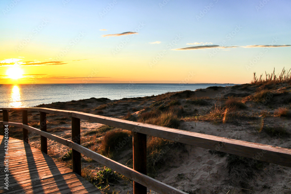 Sunrise on the beach in Spain