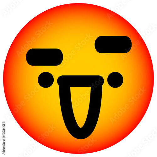 happy expression raising eyebrow face circle