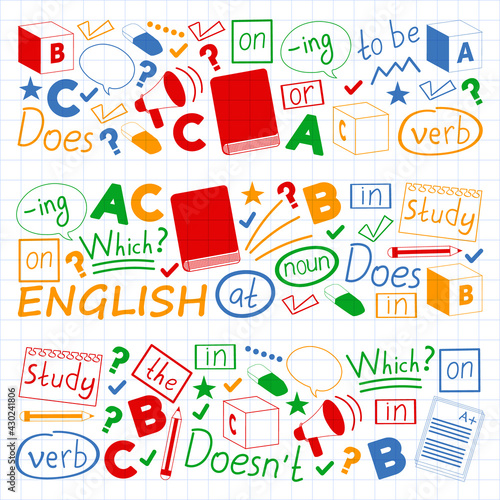 English course. E-learning  online education. English language