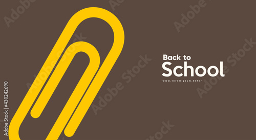 School backgrounds. Paperclip. Vector flat illustration. Back to School. Simple background for poster, cover, flyer.