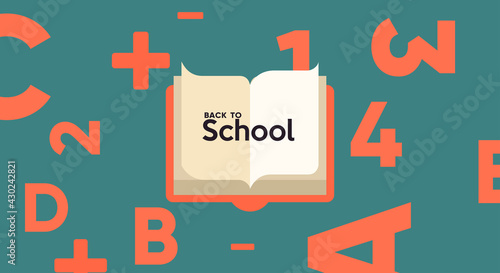 School backgrounds. A pattern of numbers and letters. Vector flat illustration. Back to School. Simple background for poster, cover, flyer.