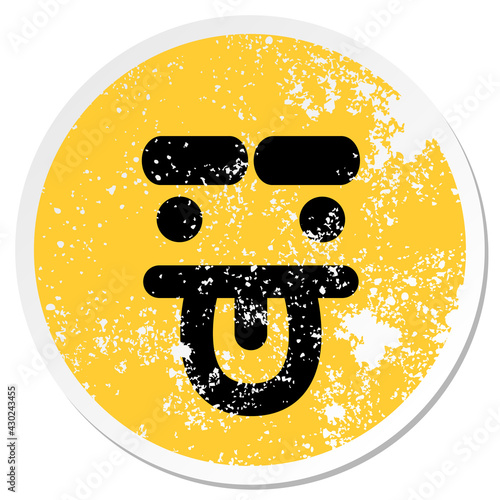 displeased face circular sticker
