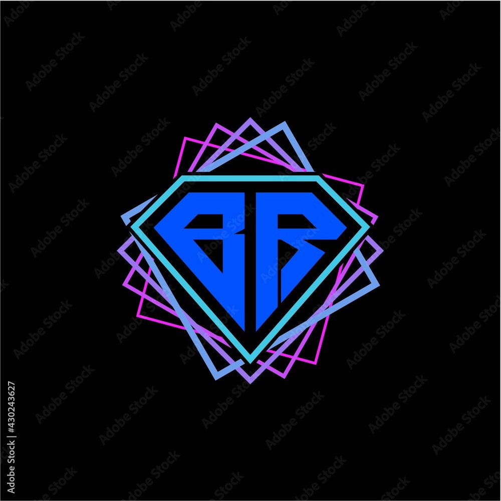 initial letter B R with diamond design and square ornament as decoration initial letter B R with diamond design and square ornament as decoration