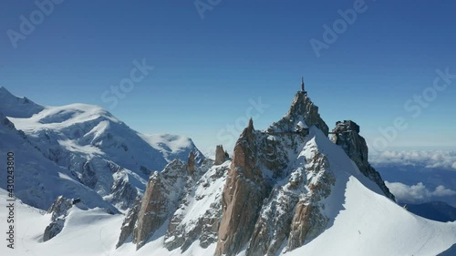 High mountain view of alpine peaks from a drone