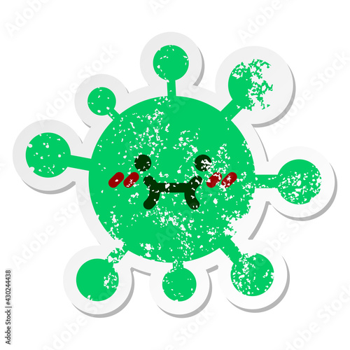cute unsure virus distressed sticker