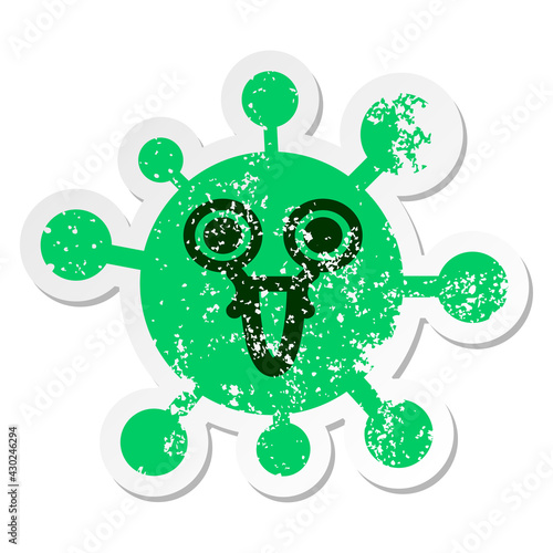 enraptured happy virus distressed sticker
