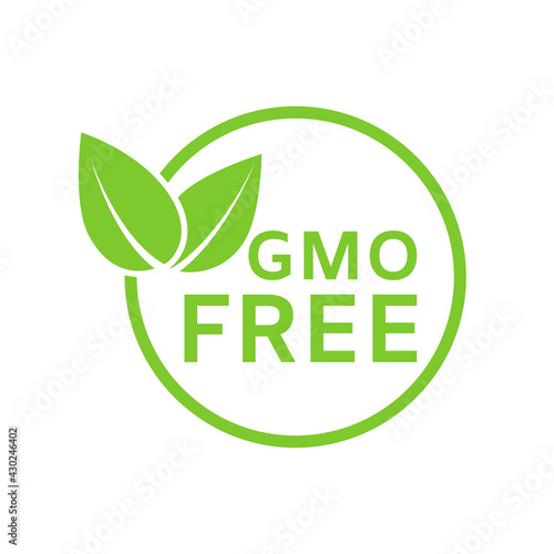 GMO free icon. Healthy organic food concept. No GMO design element for tag, product package, food symbol, emblems, stickers. Healthy, eco, vegan, bio labels. Vector illustration