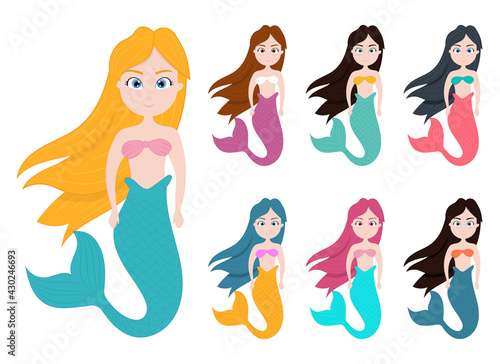 Mermaid vector design illustration isolated on white background