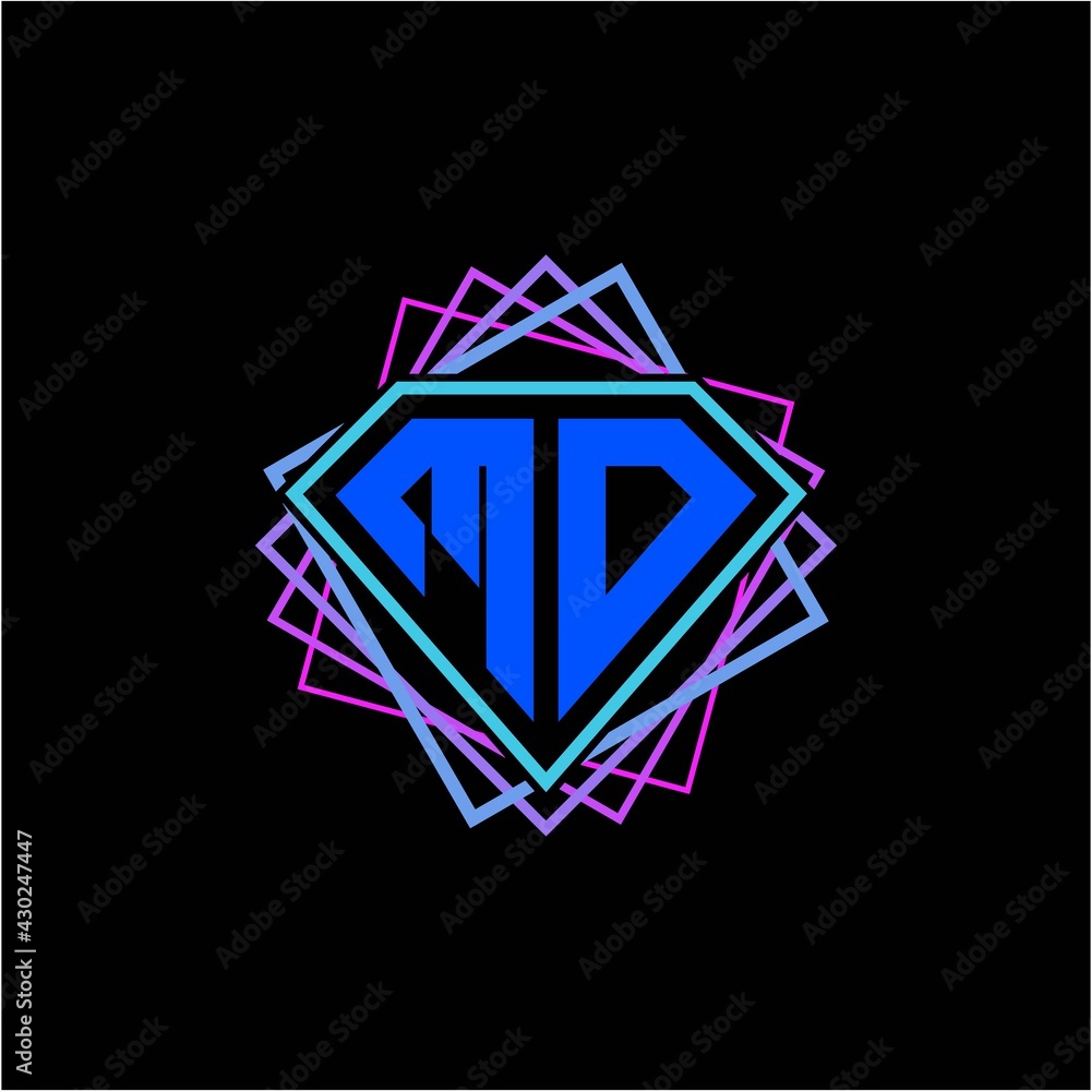 initial letter M O with diamond design and square ornament as decoration initial letter M O with diamond design and square ornament as decoration
