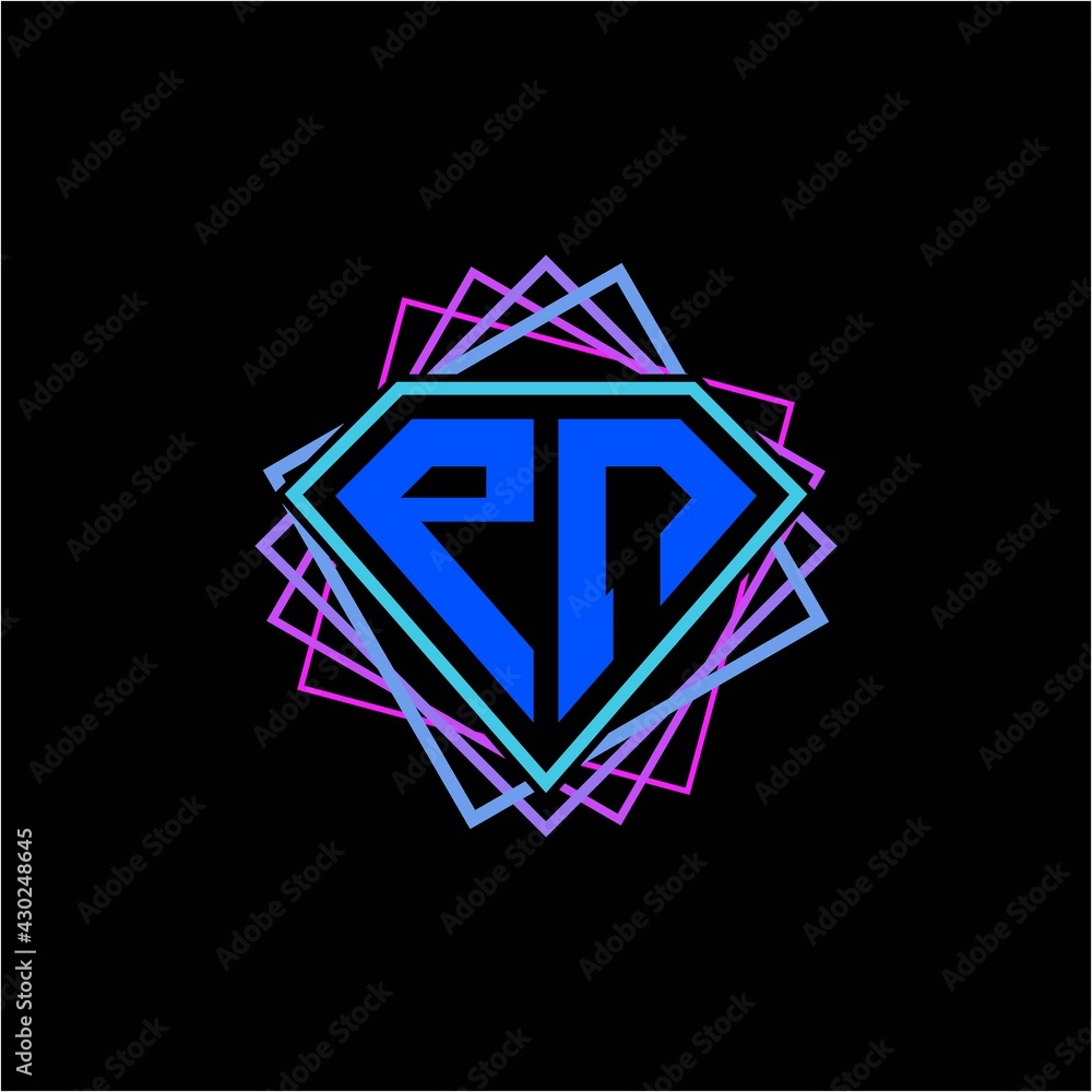 initial letter P N with diamond design and square ornament as decoration initial letter P N with diamond design and square ornament as decoration