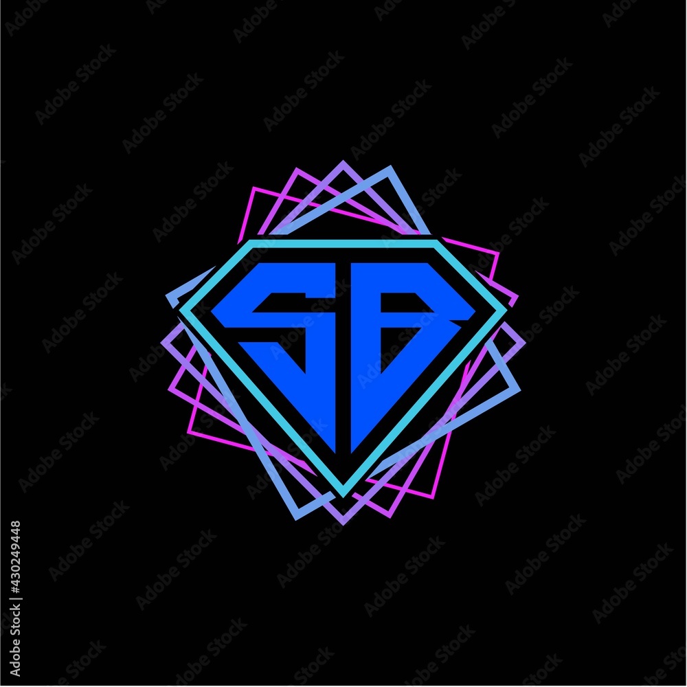 initial letter S B with diamond design and square ornament as decoration initial letter S B with diamond design and square ornament as decoration