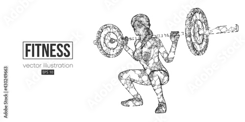 Abstract silhouette of a wireframe bodybuilder. Woman on the white background. Gym. Convenient organization of eps file. Vector illustration. Thanks for watching