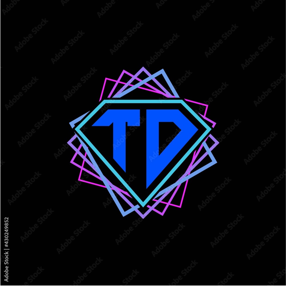 initial letter T D with diamond design and square ornament as decoration initial letter T D with diamond design and square ornament as decoration