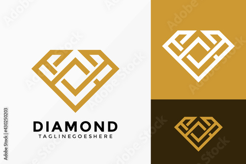 Abstract Diamond Jewellery Logo Vector Design. Brand Identity emblem, designs concept, logos, logotype element for template.