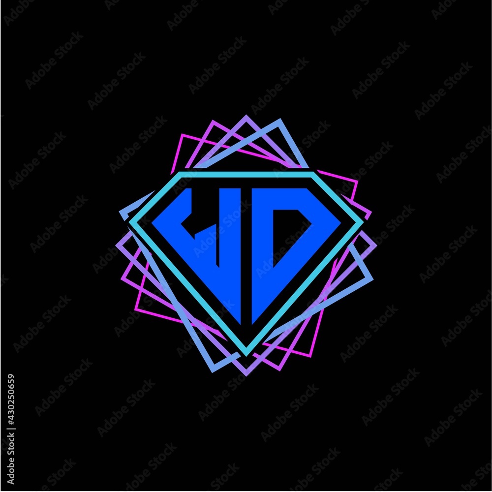 initial letter W D with diamond design and square ornament as decoration initial letter W D with diamond design and square ornament as decoration