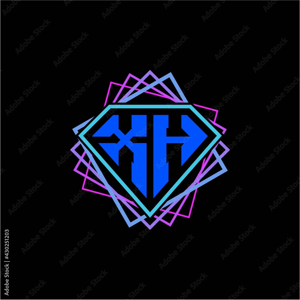initial letter X H with diamond design and square ornament as decoration initial letter X H with diamond design and square ornament as decoration