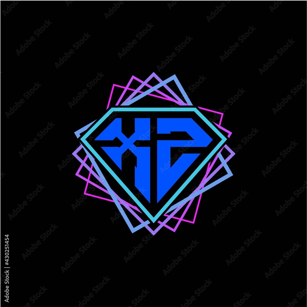 initial letter X Z with diamond design and square ornament as decoration initial letter X Z with diamond design and square ornament as decoration
