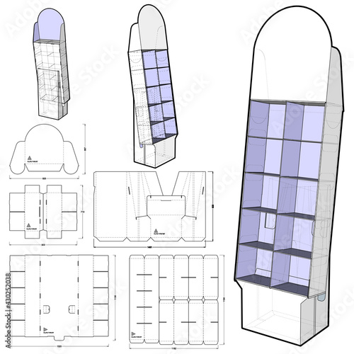 Box for Display Stand and Die-cut Pattern.