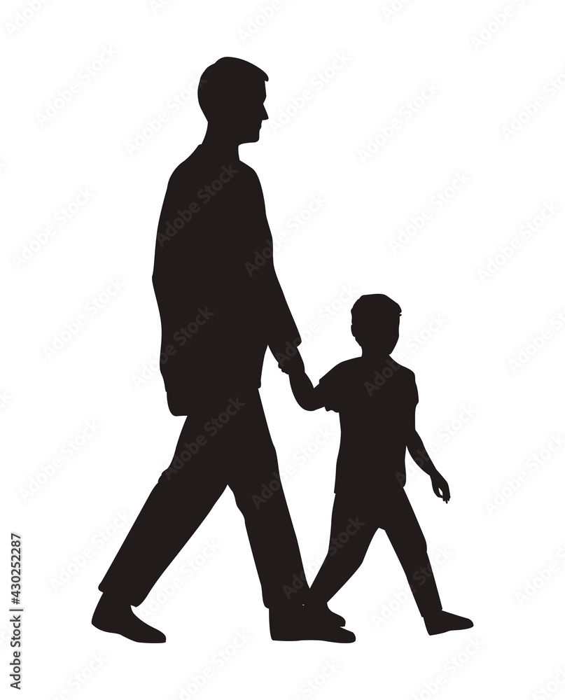 father walking with son