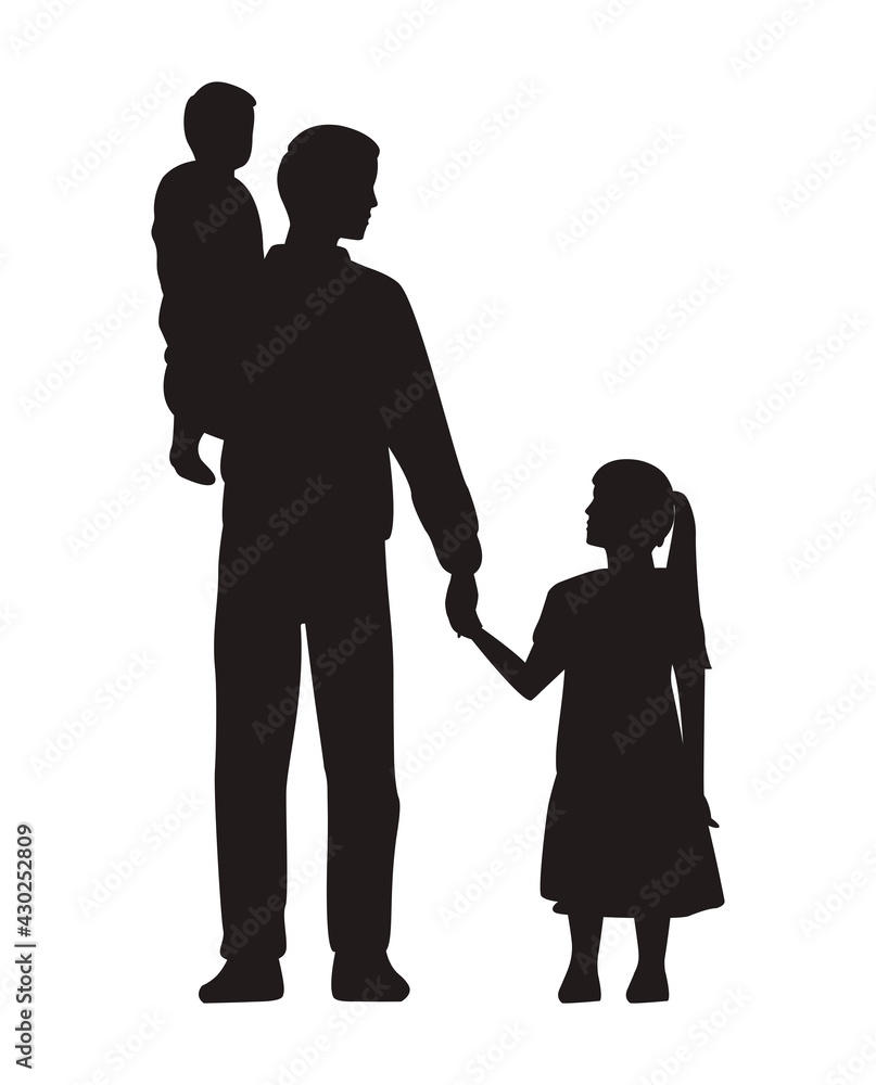 father and kids silhouettes