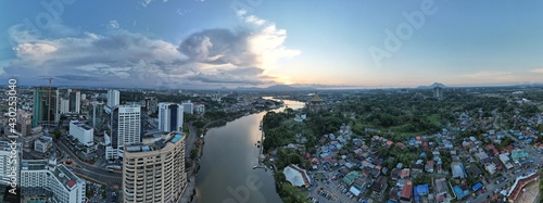 Kuching, Sarawak Malaysia - April 26 2021: The buildings, landmarks and scenery of Kuching city, capital of Sarawak, Borneo island.  photo