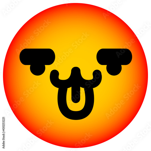 cute animal sticking out tongue face circle