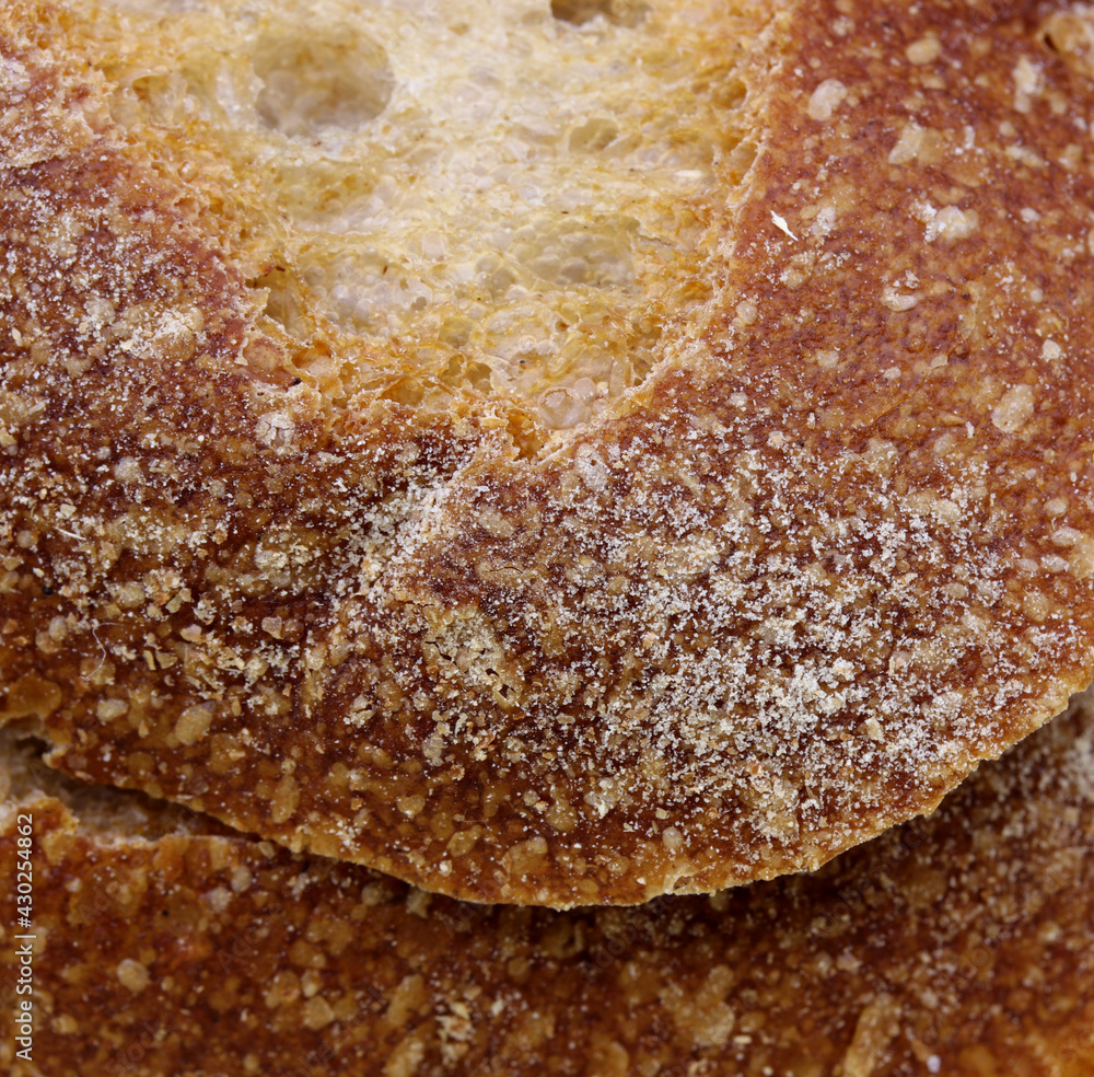 close-up a slice of organic bread