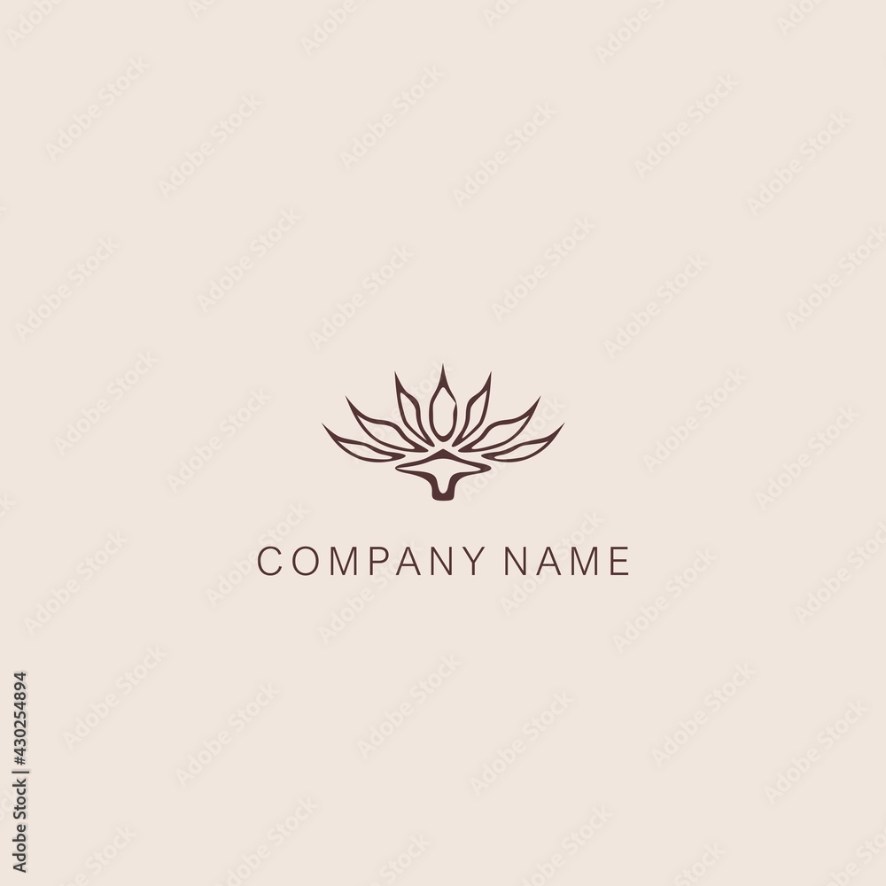 A symbol or logo of a simple, minimalistic, stylized flower shape, consisting of several elements. Made with a thin contour line. A symbol or logo of a simple, minimalistic, stylized flower shape, consisting of several elements. Made with a thin contour line.
