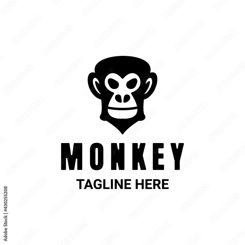 Simple Mascot Vector Logo Design monkey in color black