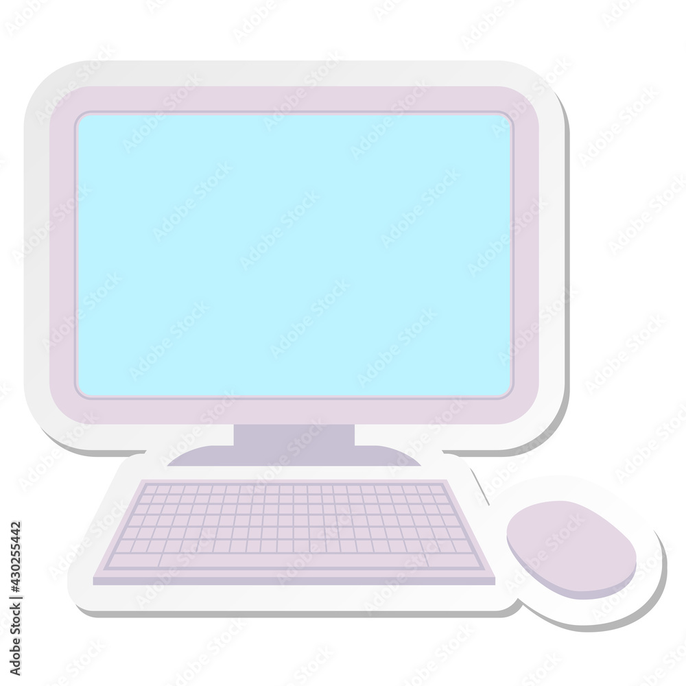 computer with wireless mouse and keyboard sticker computer with wireless mouse and keyboard sticker