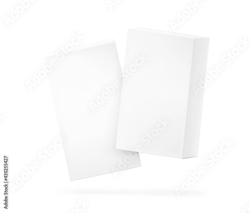 Realistic cardboard box mockup. Perspective view. Vector illustration isolated on white background. Can be use for food, medicine, cosmetic and etc. Ready for your design. EPS10.