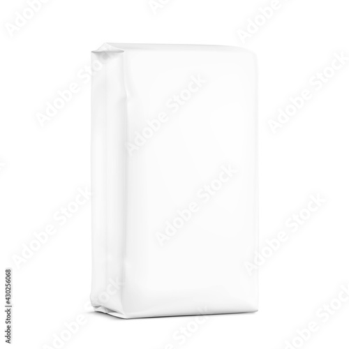 High realistic clean vertical bag mockup. Perspective and front view. Vector illustration isolated on white background. Easy to use for presentation your product, idea, promo, design. EPS10.	