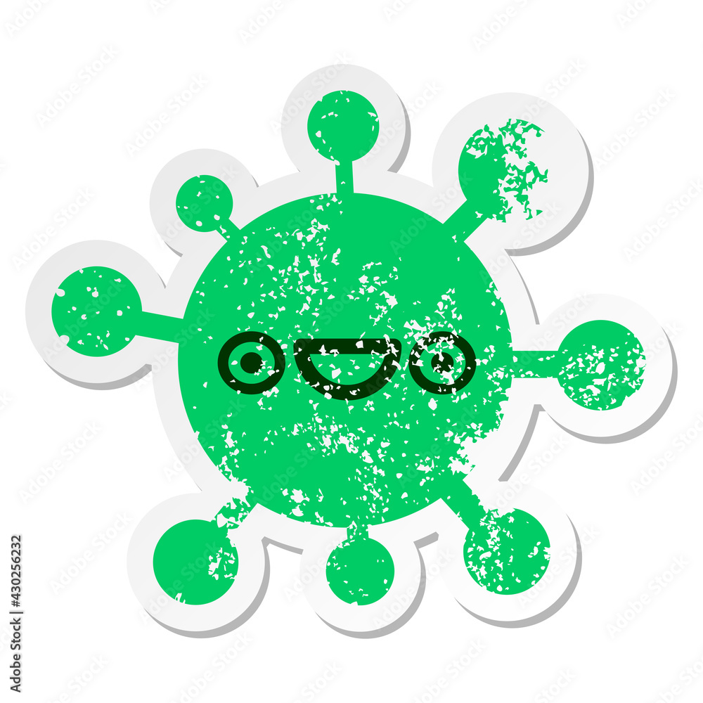 happy excited virus distressed sticker happy excited virus distressed sticker