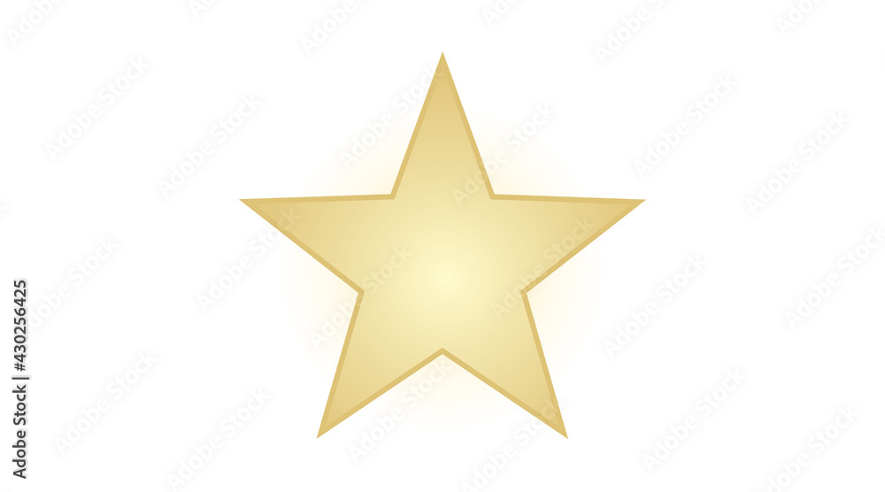 Shining vector star icon. Gradient glow golden shape on a white background. Shining vector star icon. Gradient glow golden shape on a white background.