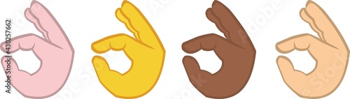 Vector illustration of emoticons of hands with gesture of all perfect
