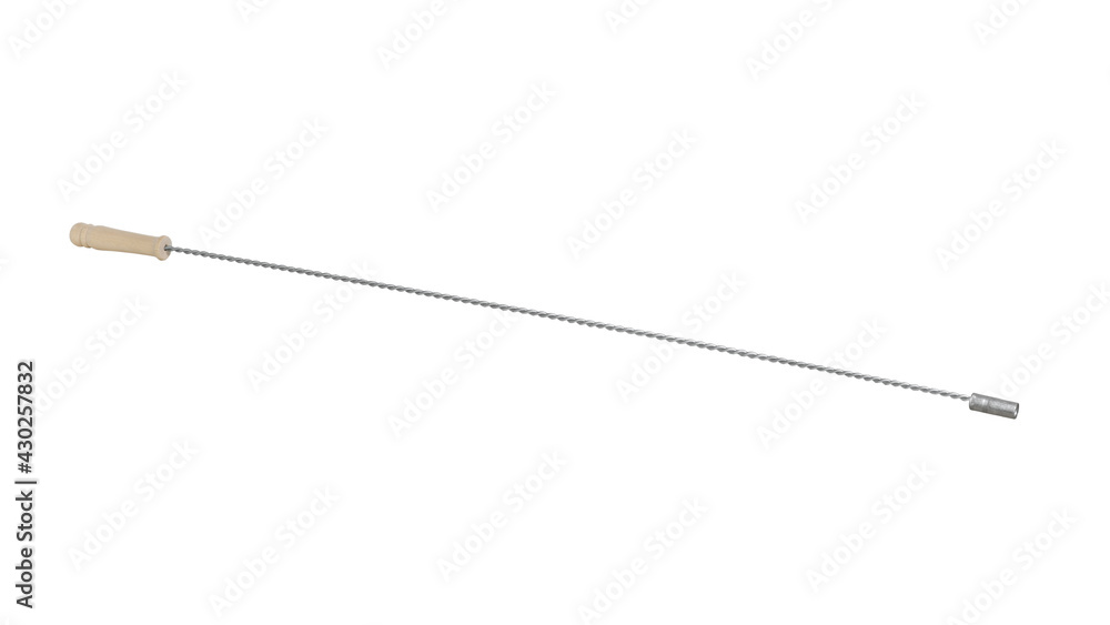 Interlaced brush holder with wooden handle is used in combination with a brush to clean the interior of a boiler or fireplace