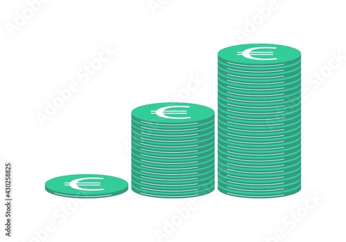 Crecimiento de dinero. Fondos de inversión. Montones de monedas