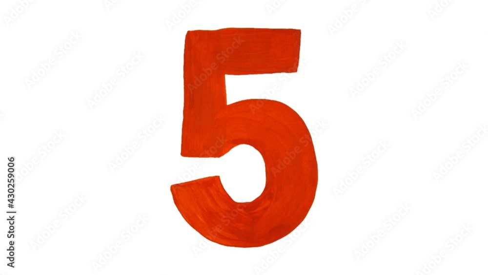 Seconds counter from 1 to 10. Red figures painted by hand are insulated on a white background Seconds counter from 1 to 10. Red figures painted by hand are insulated on a white background