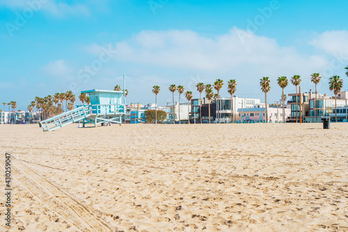 Lifeguard stations at famous Venice beach, Los-Angeles, California photo