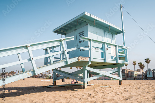 Lifeguard stations at famous Venice beach, Los-Angeles, California